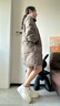 雪中飛羽絨服女中長(cháng)款2025冬拼接翻領(lǐng)毛領(lǐng)寬松保暖厚外套31092 咖啡色 S (160/84A) 曬單實(shí)拍圖