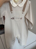迷你巴拉巴拉嬰幼兒連體衣條紋背帶假兩件可外穿寶寶衣服新款2025秋新款 白咖色調00415 90cm 曬單實(shí)拍圖