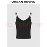 UR2025秋季新款女簡(jiǎn)約基礎肌理感修身短款吊帶背心UWB450072 正黑 S 曬單實(shí)拍圖