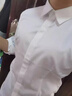 暗門(mén)襟防走光襯衫女長(cháng)短袖通勤修身顯瘦工裝襯衣工作職業(yè)上衣J32 白色【長(cháng)袖】暗門(mén)襟 XL （110-120斤） 曬單實(shí)拍圖