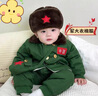 G.duck小黃鴨嬰兒衣服冬季軍大衣兒童分體套裝加厚外出服幼兒園演出服 軍綠色 100 cm 曬單實(shí)拍圖