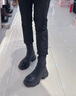 他她（TATA）加絨喵爪靴2025秋冬百搭時(shí)裝靴女瘦瘦短靴新款彈力靴CEG07DZ5 黑色 37 曬單實(shí)拍圖