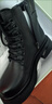 百麗踏真皮馬丁靴女英倫風(fēng)2025新款秋季厚底短靴女冬季 黑色(單款) 37 曬單實(shí)拍圖