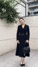 X.C.N 祥春鳥(niǎo)高端西裝套裝裙女秋冬季氣質(zhì)通勤主持人西服外套正裝工作服 黑色 贈送腰帶 S 曬單實(shí)拍圖