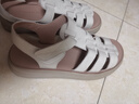 紅蜻蜓皮涼鞋女軟底百搭舒適涼鞋女平底軟皮沙灘鞋子女WTK252381米白38 曬單實(shí)拍圖