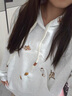 森馬（Semir）韓版卡通刺繡連帽衛衣女春秋冬加絨加厚寬松慵懶風(fēng)感灰色外套 白灰色【加絨加厚】 M （80-100斤） 曬單實(shí)拍圖