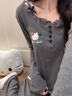 繆黛 MAULTIAYhellokitty德絨睡衣女款2026新款秋冬季磨毛保暖加厚珊瑚絨家居服 高級灰KT貓【升級版加厚德絨】 XL 【建議體重120-140斤】 曬單實(shí)拍圖