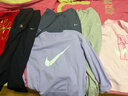 NIKE3BRAND 耐克兒童紅色拜年服純棉2件套男女童彈力親膚舒適套裝 曬單實(shí)拍圖