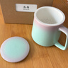叁旬印象泡茶馬克杯創(chuàng)意漸變陶瓷帶蓋茶水分離辦公室情侶杯子過濾水杯 印象馬克杯(漸變款)_水碧綠 曬單實(shí)拍圖
