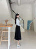 尚靜綿羊毛雙面呢高腰顯瘦半身裙女2025年冬季新款大散擺A字裙百褶裙 氣質(zhì)灰 M 曬單實(shí)拍圖