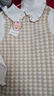 PawinPaw卡通小熊童裝秋冬女童千鳥(niǎo)格毛織連衣裙甜美 Beige米色/35 130 cm 曬單實(shí)拍圖