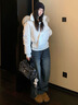 詩(shī)丹蕊韓系復古白色毛領(lǐng)短款棉服女2025年冬季新款加厚連帽羽棉襖絨服潮 白色 均碼 【可備注碼數】 曬單實(shí)拍圖