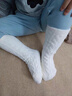綠野客德國嬰兒地板襪女童襪子冬季加厚兒童加絨保暖水貂絨毛毛襪女孩睡 米白+咖色【加厚加長(cháng)】2雙裝 均碼【適合0-4歲，筒長(cháng)±28cm】 曬單實(shí)拍圖