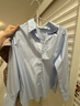 優(yōu)衣庫女裝全棉襯衫/長(cháng)袖襯衣薄外套通勤長(cháng)絨棉新款479078 62 粉藍色(條紋) L 曬單實(shí)拍圖