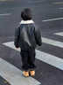 男童皮衣外套加絨2025新款帥氣兒童衣服冬季小男孩加厚冬裝3-6歲 黑色 120 cm 曬單實(shí)拍圖