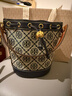 Tory Burch 湯麗柏琦【12期免息】T MONOGRAM 迷你提花斜挎水桶包TB 80534 海軍藍 405 曬單實(shí)拍圖