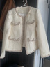 帕羅（PALUOPO）女士圓領(lǐng)短外套時(shí)尚小香風(fēng)羊毛短大衣時(shí)尚口袋秋冬上衣TS03017D 白色 M 160/84A 曬單實(shí)拍圖