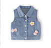 JELLYBABY女童牛仔馬甲兒童春春可愛(ài)坎肩小童春裝洋氣2026新款寶寶時(shí)髦背心 牛仔藍 110 曬單實(shí)拍圖