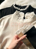 FSAT半高領(lǐng)德絨長(cháng)袖T恤新款女打底衫2025春夏秋季蕾絲花邊澳絨上衣女 白色 M 【95-105斤】 曬單實(shí)拍圖