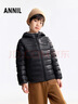 安奈兒童裝男女童短款羽絨馬甲2025冬新款 黑色 170cm 曬單實(shí)拍圖