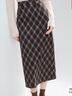 百圖（betu）女裝2025年冬季新款半身裙高級感氣質(zhì)格紋后開(kāi)叉高腰裙子2510T74 咖色格 S 曬單實(shí)拍圖