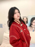 BJHG不計后果棒球服加厚夾克外套棉服男冬美式運動(dòng)棉衣寬松毛呢棉襖女 旗幟紅 S 曬單實(shí)拍圖