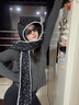 小電兜 XELECPOCKET蝴蝶結印花圍巾帽子一體2025秋冬季韓版保暖圍脖百搭連帽圍巾潮 黑色 M(56-58cm) 曬單實(shí)拍圖