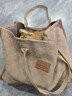 菲珂頓女神節帆布通勤包包女2025新款時(shí)尚外出單肩托特媽咪手提購物袋子 卡其 曬單實(shí)拍圖