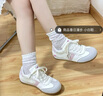回力刺繡Kt貓德訓鞋女新款學(xué)生百搭chic鞋子休閑小白鞋女 米灰粉 37 曬單實(shí)拍圖