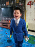 葉余兒童西裝套裝三件套加絨加厚小男孩西服2025春秋款小花童禮服 藍色常規（外套馬甲褲子） 90  建議20-26斤 曬單實(shí)拍圖