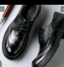 卡帝樂(lè )鱷魚(yú)（CARTELO）英倫男士皮鞋厚底增高商務(wù)休閑鞋圓頭軟牛皮鞋男9891黑色41 曬單實(shí)拍圖