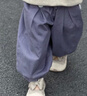 papa爬爬春季兒童褲子男女童休閑褲斜紋水洗棉寬松燈籠褲 紫色 110 曬單實(shí)拍圖