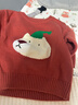 秋冬新款圓領(lǐng)純色嬰兒針織外套小熊頭提花套頭毛衣針織衫寬松上衣 銹紅 80 曬單實(shí)拍圖