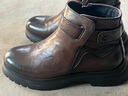 公牛世家切爾西靴子男士春夏季新款高幫馬丁靴男復古工裝靴英倫風(fēng)皮短靴潮 棕色【四季款單鞋】GN25ZY019 40 （皮鞋碼） 曬單實(shí)拍圖