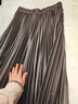 兔芊（TUQIAN）海寧真皮百褶半身裙皮裙女2025秋冬新款中長(cháng)款松緊高腰綿羊皮傘裙 黑色 L 曬單實(shí)拍圖