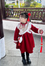 木木屋（mumuwu）品牌童裝漢服女童連衣裙加絨加厚兒童拜年服中國風(fēng)喜慶女孩公主裙 紅色裙子+圍脖加愛(ài)心掛飾 90 適合80-90年齡1-2歲左右 曬單實(shí)拍圖
