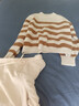 哥弟真的好（GIRDEAR）女裝圓領(lǐng)寬松條紋純羊毛針織衫毛衣女A301432 米棕條 L (4) 曬單實(shí)拍圖