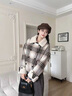 尚靜小香風(fēng)復古格紋大毛領(lǐng)加厚外套女2025年冬季新款氣質(zhì)寬松保暖上衣 黑白格 M 曬單實(shí)拍圖