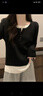 大碼女裝正肩假兩件上衣春秋新款胖mm顯瘦長(cháng)袖t恤女內搭打底衫女 黑色 4XL 161-170斤選 曬單實(shí)拍圖