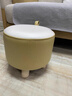 維莎布藝矮凳小凳子家用換鞋凳現代簡(jiǎn)約客廳沙發(fā)創(chuàng  )意腳蹬可愛(ài)圓凳 松木腿-黃白(290*290*270)mm 曬單實(shí)拍圖