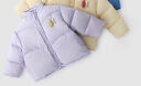 巴厘小豬兒童羽絨服男童加絨保暖外套冬季寶寶加厚外衣冬款白鴨絨女童冬裝 紫色 100 （充絨量88g） 曬單實(shí)拍圖