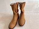 蓓沐格靴子女百搭馬丁靴復古牛仔風(fēng)粗跟短靴勃肯鞋洋氣小短靴冬季女鞋   卡其色靴子 38碼 (240mm) 38 曬單實(shí)拍圖