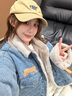 QGF加絨牛仔外套女冬季新款加厚棉服設計感小眾保暖寬松顯瘦夾克棉衣 藍色 M 【建議90-110斤】 曬單實(shí)拍圖