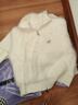 UNIFREE白色立領(lǐng)針織衫女毛毛拼接雙拉鏈復古修身小個(gè)子開(kāi)衫外套 米白色 均碼 曬單實(shí)拍圖