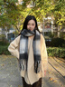 啄木鳥(niǎo)韓系氛圍感秋冬季圍巾女2025新款加厚保暖甜美學(xué)生百搭圍脖冬特價(jià) 黑色【漸變格子-流蘇圍巾】 曬單實(shí)拍圖