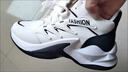 AJKI輕奢潮牌 高幫男鞋2025秋冬新款運動(dòng)鞋子男皮面防水休閑球鞋男 白黑F18【皮面款】 40 曬單實(shí)拍圖
