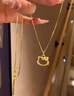 水貝精選鍍金項鏈小方糖項鏈女新款潮鎖骨鏈吊墜金包銀節日送女友 kitty貓項鏈 曬單實(shí)拍圖