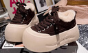 啄木鳥(niǎo)歐貨面包鞋女加絨保暖厚底鞋2025新款冬季小個(gè)子增高松糕鞋潮棉鞋 棕色 標準碼 37 曬單實(shí)拍圖