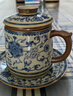 兮元記米黃汝窯青花茶杯陶瓷滿(mǎn)花描金茶水分離杯琺瑯彩帶蓋過(guò)濾辦公水杯 繁花汝窯辦公杯-含底碟-簡(jiǎn)裝 曬單實(shí)拍圖
