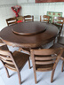 旺屋中式實(shí)木餐桌椅組合家用圓形飯桌帶轉盤(pán)10/12人電磁爐大圓桌1.510 曬單實(shí)拍圖